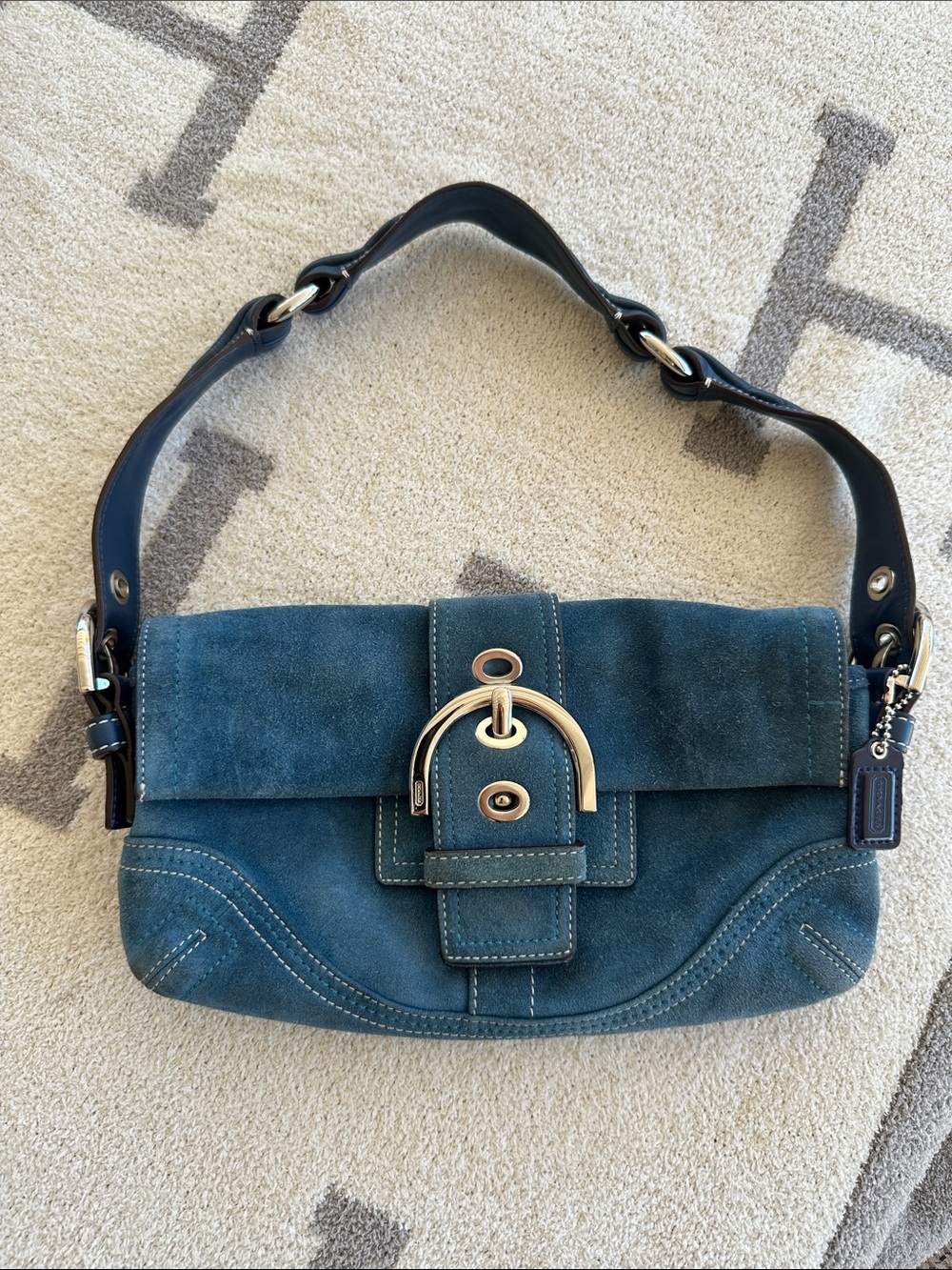 Coach Teal Suede Shoulder Bag 2005